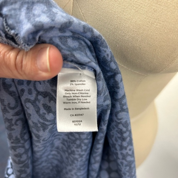 Talbots Blue Casual Button Down Shirt with Abstract Print - Picture 3 of 3